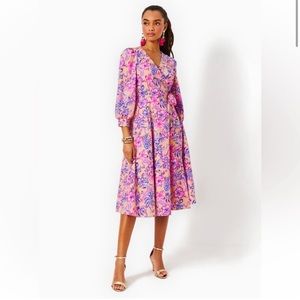 NWT Shiela 3/4 Sleeve Cotton Midi Wrap Dress